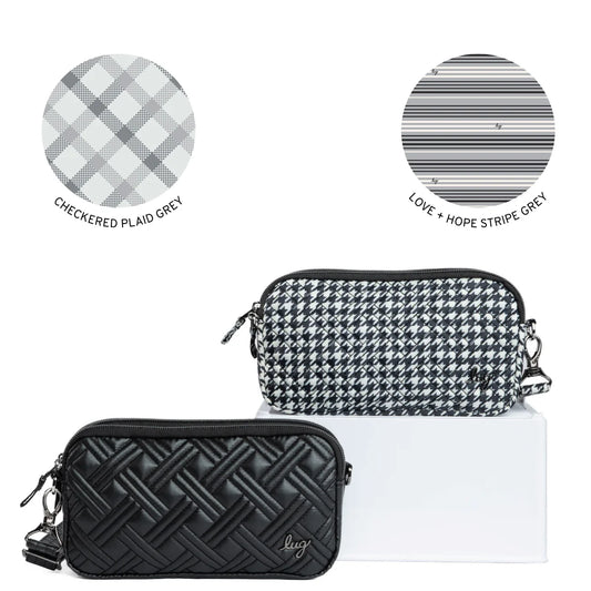 LUG Coupe XL Convertible Crossbody Bag in Metalic Black or Houndstooth