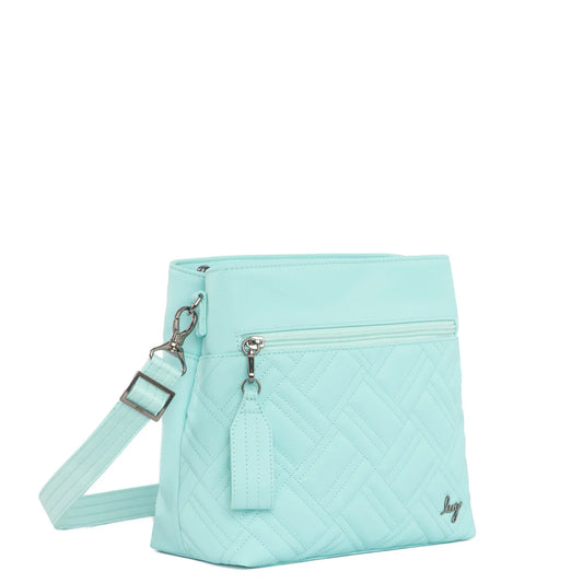 LUG Double Dip Satin Luxe VL Crossbody Bag in Aquamarine