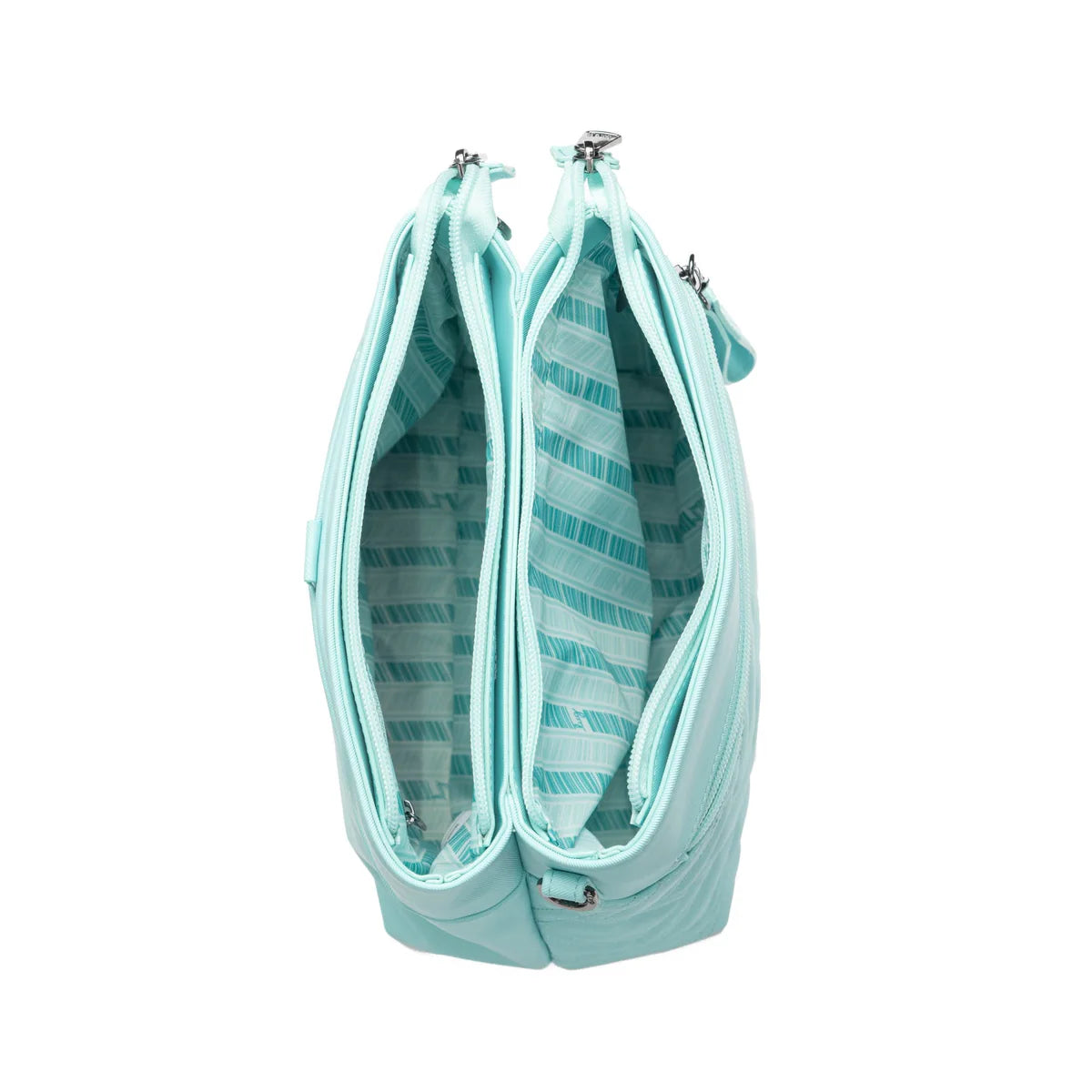 LUG Double Dip Satin Luxe VL Crossbody Bag in Aquamarine