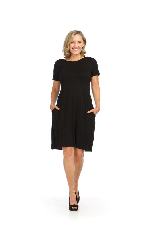 Papillon PD16706 Black Bamboo Knit T-Shirt Dress