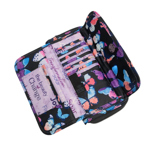 LUG Kickflip SE Convertible RFID Wallet in Watercolour Butterflies