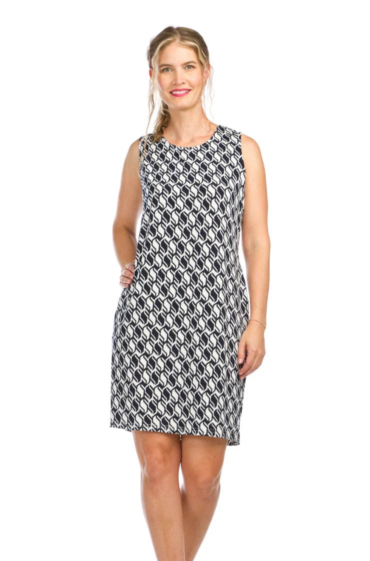 Papillon PD16629 Black/White Geo Print Shift Dress