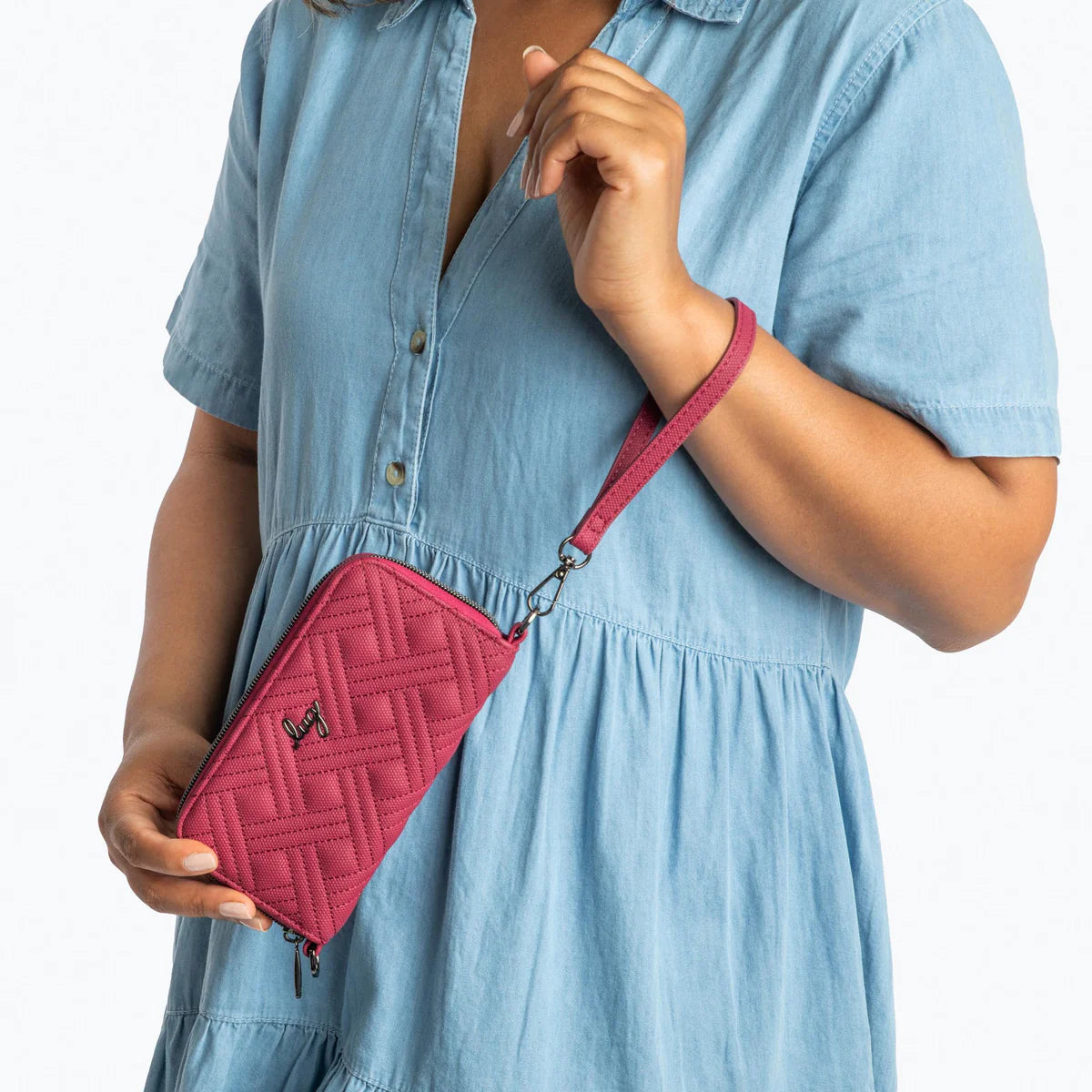 LUG Whirly Matte Luxe VL RFID Wristlet Wallet in Pebble