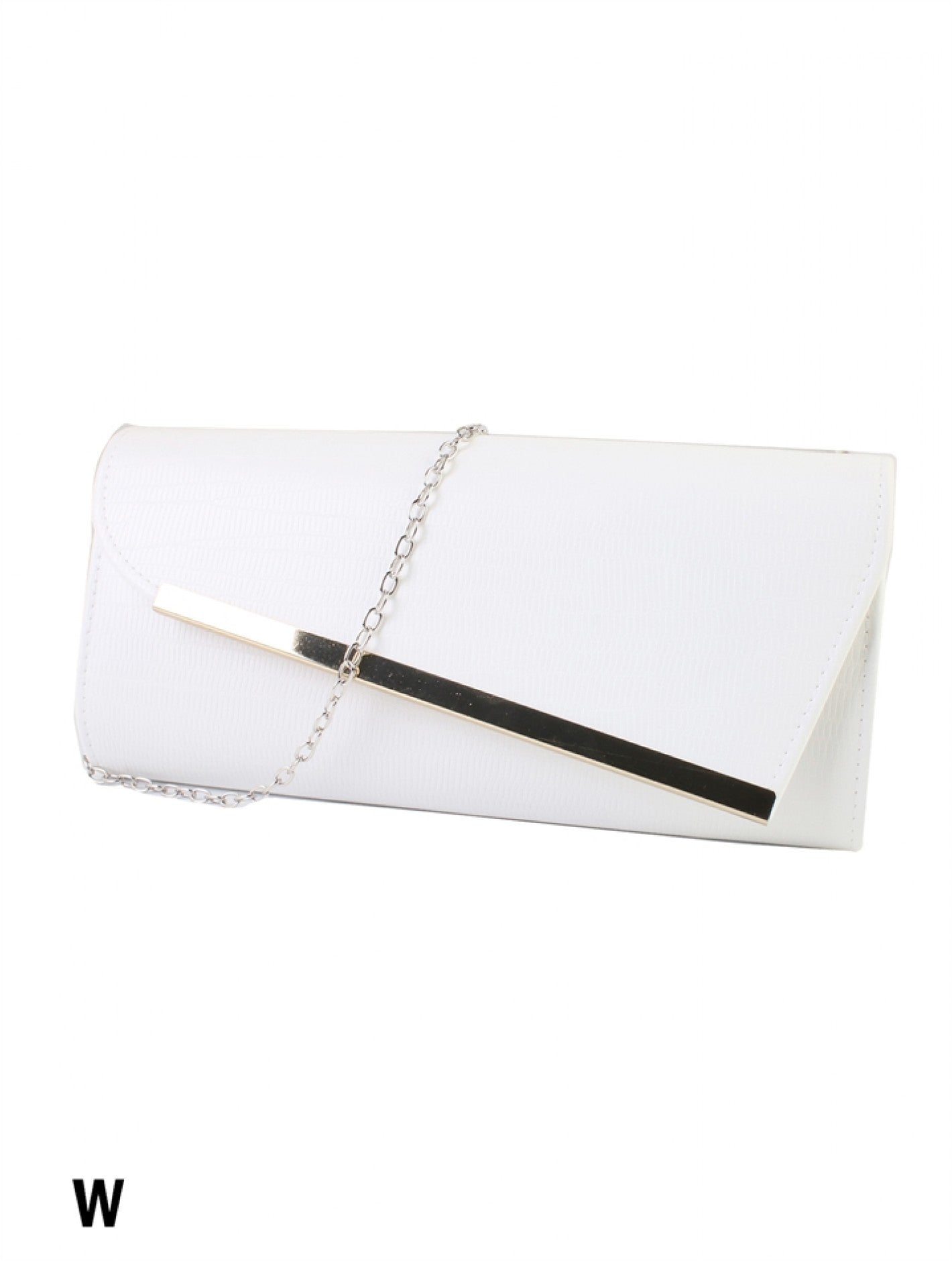 White Clutch with Silver Detail