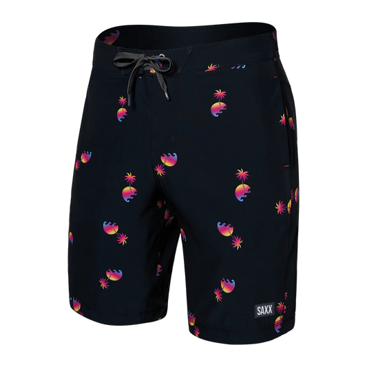 SAXX Betawave Swim Boardshort 9" with liner Sunset Waves Black