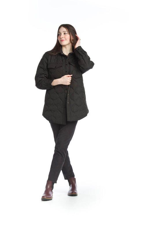 SALE Papillon JT13744 Quilted Shacket with Pockets in Black